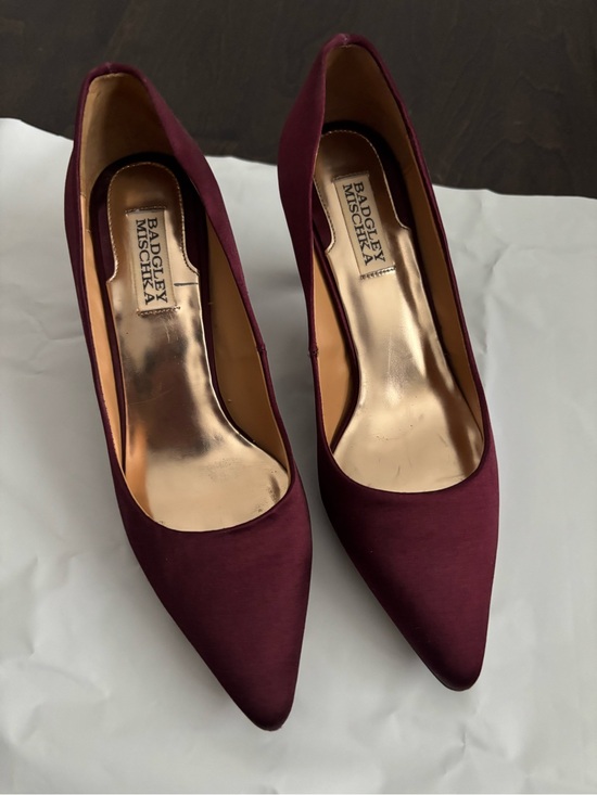Badgley Mischka Shoes - Badgley Mischka Women's Burgundy Satin Pointed-Toe Pumps